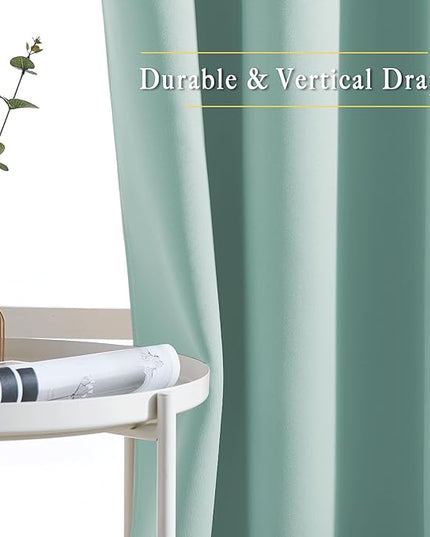 NICETOWN Aqua Blue Bedroom Curtains 72 inches Long, Grommet Blackout Thermal Insulated Window Treatment Room Darkening for Bedroom/Home Office, 2 Panels, W37 x L72