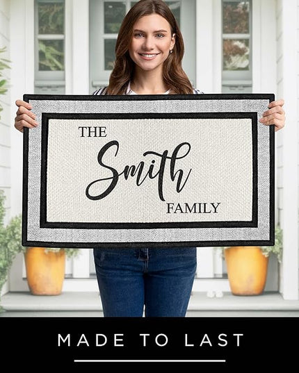 My Sign Center Door Mat, Personalized Doormat, Custom Family Name Mat for Front Door, Indoor/Outdoor, Housewarming Gift, Heavy Duty Slip Resistant Backing, 18x30 Inches, Polyester Top Made in USA