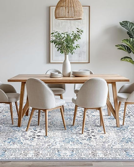 8x10 Modern Area Rug for Bedroom, Grey Blue Large Super Soft Washable Rugs with Non-Slip, Non-Shedding Carpet for Living Room, Indoor Door Mat for Office Home Décor
