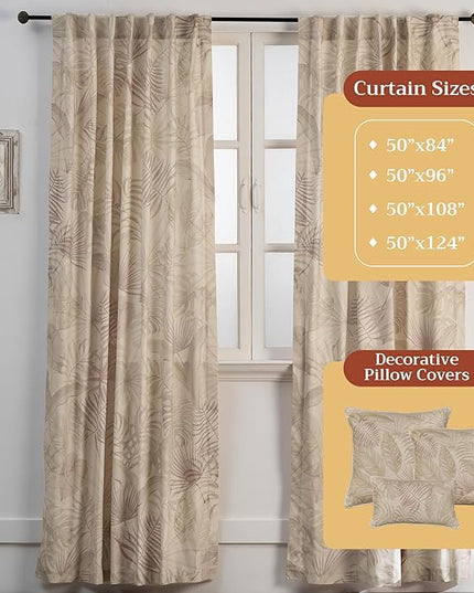 Maison d' Hermine Curtains for Living Room 100% Cotton 96 inch Length Two Panels Light Filtering Curtains for Bedroom Windows with Rod and Loop Pockets Drapes (Creole Beige, 50" W x 96" L)