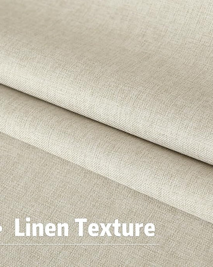 DUALIFE 90 Inch Blackout Natural Birch Curtains Boho, Thermal Insulated Curtains for Summer Heat for Bedroom Living Room Linen Pleated Drapes 90 Inches Long Rod Pocket(50W x 90L x 2 Panels)