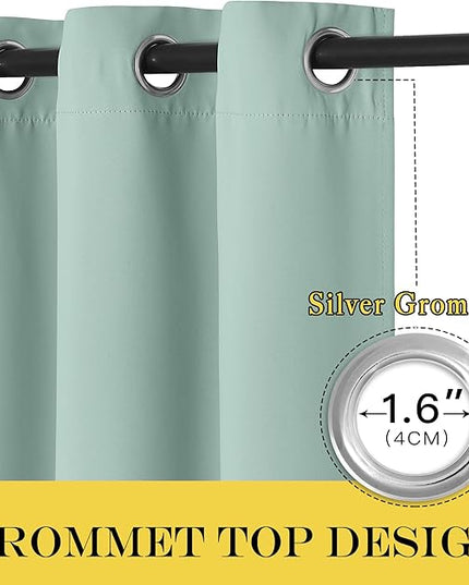 NICETOWN Window Treatment Sliding Door Curtain - Thermal Insulated Width Solid Blackout Patio Glass Door Drape, Extra Wide Draperies (Seafoam Green, 100 inches Wide x 84 inches Long)