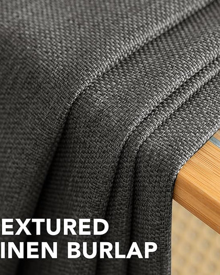 H.VERSAILTEX Linen Blackout Curtain 96 Inches Long for Bedroom/Living Room Thermal Insulated Grommet Linen Curtain Drapes Primitive Textured Burlap Effect Window Drapes 1 Panel, Heather Charcoal Gray