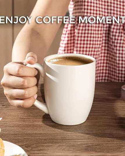 AmorArc 16oz Coffee Mugs Set of 6, Large Ceramic Coffee Mugs for Man, Woman, Dad, Mom, Modern Coffee Mugs with Handle for Tea/Latte/Cappuccino/Cocoa. Dishwasher&Microwave Safe, Light Beige