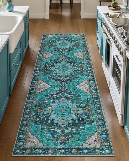 Ciicool 2x7ft Entryway Runner Rug, Washable Rug Non Slip Low Pile Pet Friendly Indoor Floor Long Carpet Hallway for Bathroom Kitchen Living Room Bedside