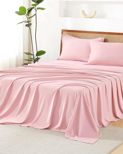 Litanika Pink Full Size Comforter Set with Sheets - 7 Pieces Bed in a Bag Full Boho Tufted Complete Bedding Sets with Comforter, Sheets, Pillowcases & Shams