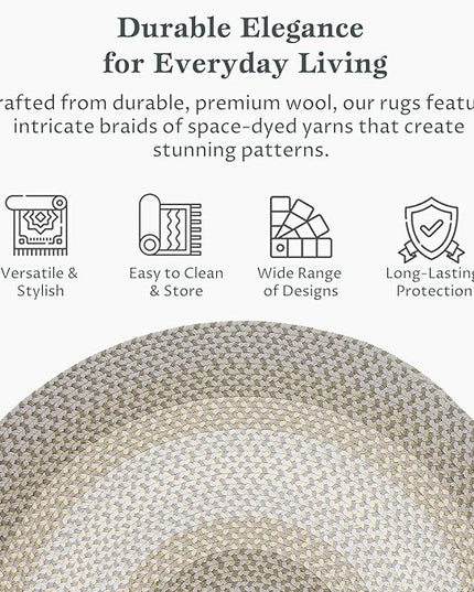 Tranquility TQ62 Frost 6' x 6' Round - Braided Area Rug, Home Decor, Floor Mat or Bedroom Rug - Easy Care, Ideal for High Traffic Areas in Hallway and Living Room - Made in USA