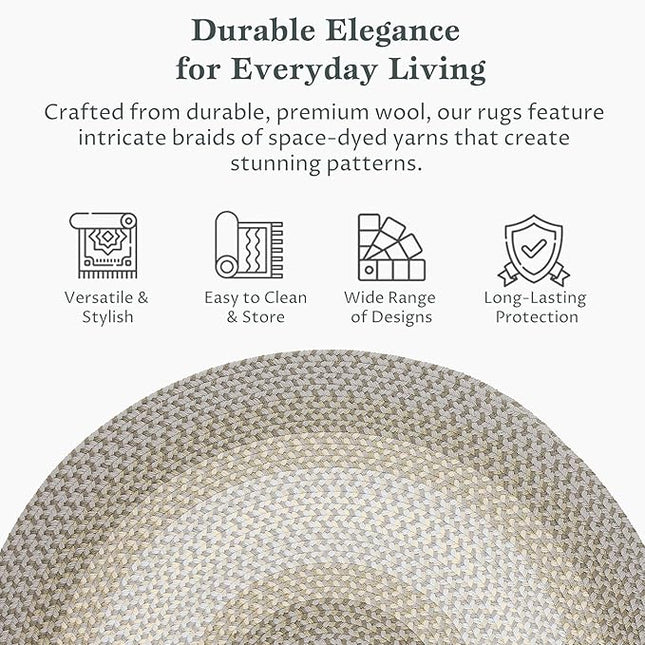 Tranquility TQ62 Frost 8' x 8' Round - Braided Area Rug, Home Decor, Floor Mat or Bedroom Rug - Easy Care, Ideal for High Traffic Areas in Hallway and Living Room - Made in USA