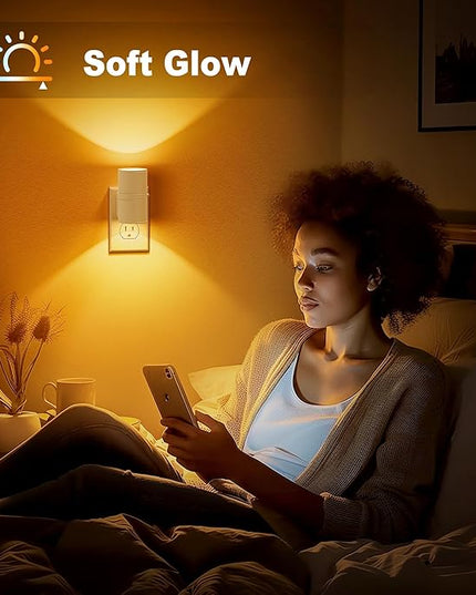 Amber Night Lights Plug into Wall, Dimmable Night Light Plug in, Modern Night Lights Auto On/Off, Amber Night Light 2000K, 0-100LM Adjustable Brightness Nightlight for Hallway Bedroom, 2 Pack