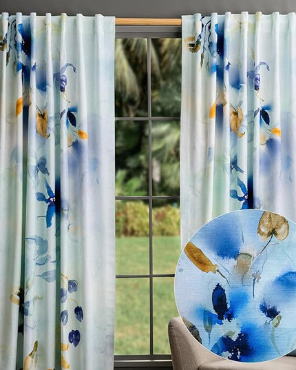 Maison d'Hermine Curtains for Living Room 100% Cotton 124 inch Length Two Panels Window Toile Curtains for Bedroom with Loop & Rod Pockets, Gifts for Mothers Day (Lazy Summer Days, 50" W x 124" L)