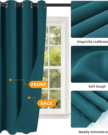 Room Darkening Curtains 84 Inch Length for Bedroom Living Room, Insulated Thermal Grommet Curtain Drapes, Blackout(60-90%,Not 100%) Window Treatment Decor, 2 Panels, 35x84, Sapphire