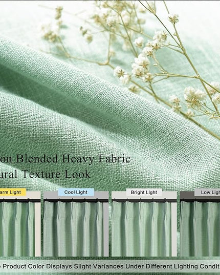 YZ HOME Sage Green Pinch Pleated 100% Blackout Curtains 95 Inches Long Linen Room Darkening Window Curtains for Living Dining Room Bedroom Thermal Insulated Pinch Pleat Double Layer Drapes with Hooks