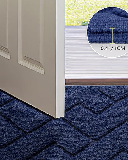 hicorfe Indoor Doormat,Front Back Door Mat Rubber Backing Non Slip Door Mats 24"x35" Absorbent Resist Dirt Entrance Doormat Inside Floor Mats for Entryway Washable Low-Profile (Navy Blue)