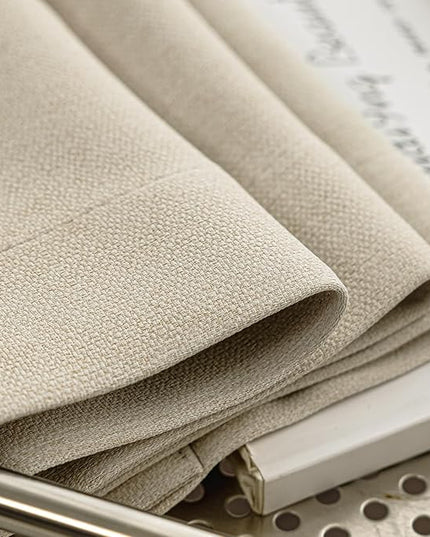 Blackout Grommet Linen Curtains for Living Room, Linen-Look Textured Full Light Blocking Room Darkening Thermal Insulated Drapes for Bedroom 2 Panels (W52xL92, Cream)