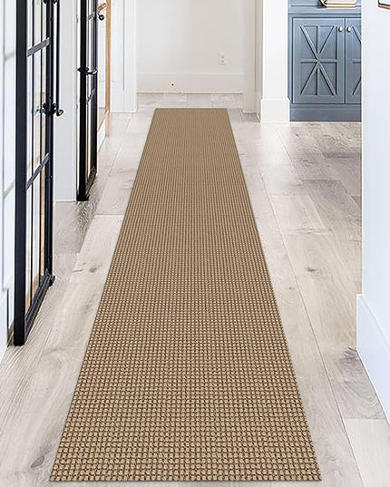 KOZYFLY Long Runners for Hallways 2x12 ft Washable Kitchen Runner Non Slip Rubber Backed Hallway Rugs Cotton Entryway Runner Rug Floor Carpet for Indoor Hall, Backdoor, Kitchen, Tan/Orange/Brown