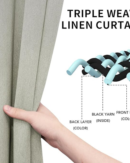 Easy-Going Linen Look Blackout Curtain Grommet Window Curtain Drapes for Bedroom, Living Room Thermal Insulated Room Darkening (2 Panels, 42x84 inch, Beige)