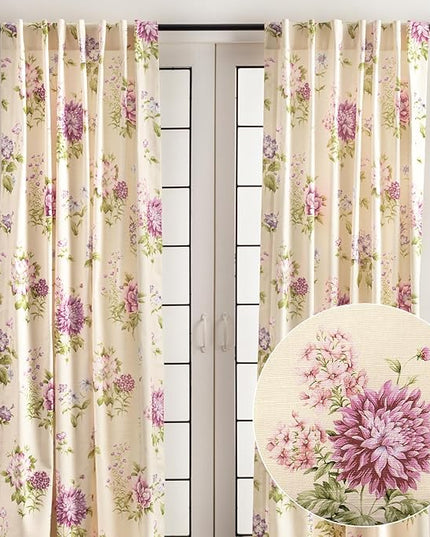 Maison d' Hermine Curtains for Living Room 100% Cotton 96 inch Length Two Panels Light Filtering Curtains for Bedroom Windows with Rod and Loop Pockets Drapes (Swyncombe Fuchsia, 50" W x 96" L)