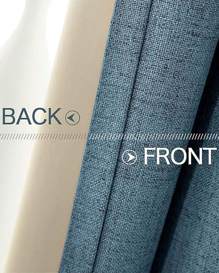 MIULEE Linen Blackout Curtains and Drapes 100% Room Darken Thermal Insulated Grommet Window Panels with Coating 2 PCs W 42 x L 63 inches Dusty Blue