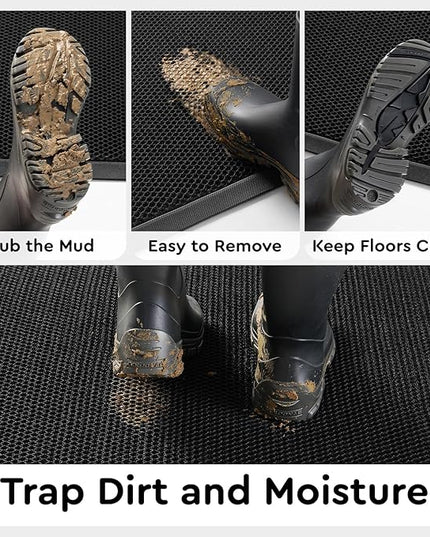 tchdio Front Door Mat Outside Entrance, Dirt Trapper Doormat-Entrance Welcome Matt Durable, Heavy Duty Entry Mat Non Slip Rubber Mats for Outside Stain Resist Door Mats for Entryway, 24"x36" Black