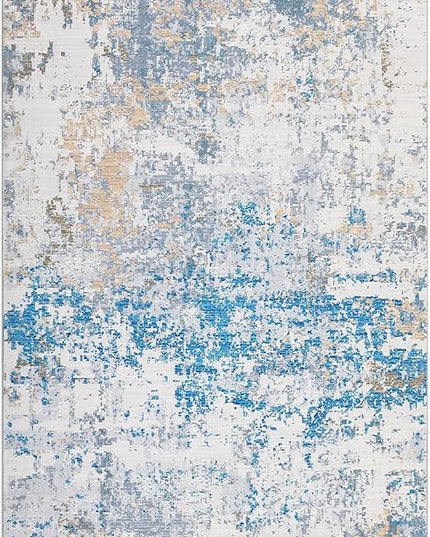 Modern Abstract 2x8 Runner Rug Non Slip Non Shedding Rug Low Pile Stain Resistant for Bedroom Hallway Kitchen,Blue/Grey