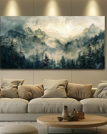 FUHAIHUA Canvas Wall Art For Living Room Large Wall Decor For Office Modern Bedroom Decorations Forest Fog Landscape Pictures Farmhouse Painting Artwork Wall Mural Aesthetic Home Decor 30x60 In