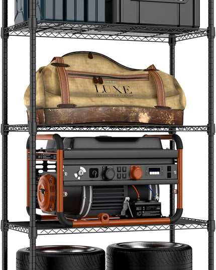 1250 lbs 5 Tier Shelf Metal Storage Shelves Shelving Wire Rack Heavy Duty Closet Organizers for Garage Kitchen Bathroom Laundry Black 15.7" D x 33.5" W x 68.5" H