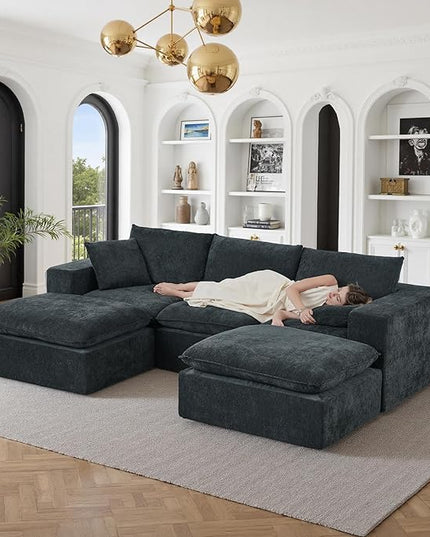 110" Sectional Couches for Living Room Boneless Couch Upholstered Cloud Couchs Sectional Modular Sectional Sofa with L Shaped