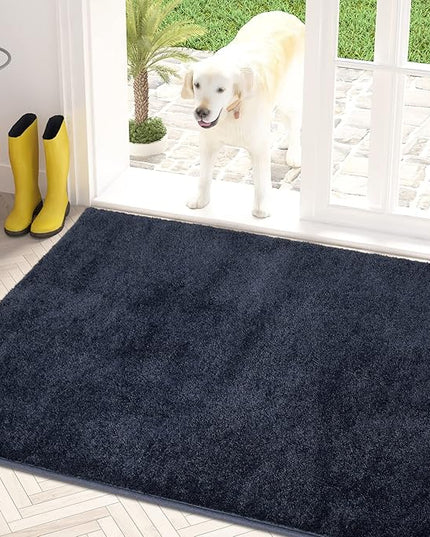 PURRUGS Dirt Trapping Door Mat 34" x 59", Non-Slip Machine Washable Entry Rug, Shoe Scraper, Dog Doormat, Super Absorbent Welcome Mat for Front & Back Door, Muddy Shoes & Paws, Navy Blue