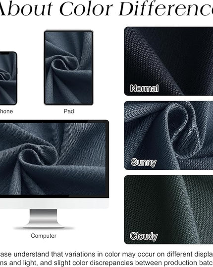Naturoom Denim Blue 36 Inch Shower Curtain - Stall Narrow Half Linen Ultra Thick Fabric Shower Curtain Set with Hooks, Boho Farmhouse Rustic RV Camper Bath Curtains for Bathroom, 36x72