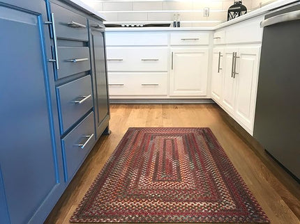 Capel American Heritage Red 7' 0" X 9' 0" Concentric Rectangle Braided Rug