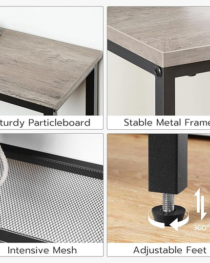 HOOBRO 29.5" Narrow Console Table, 3-Tier Entryway Table, Thin Sofa Table with Shelves, Side Table, Display Table, for Hallway, Entrance, Living Room, Bedroom, Greige and Black BG73XG01