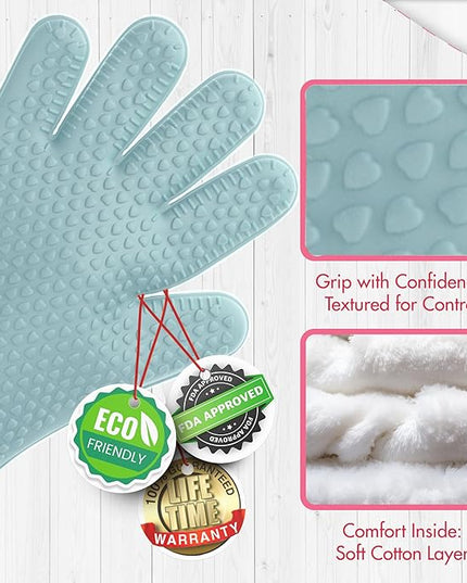 KITCHEN PERFECTION S Silicone Smoker Oven Gloves for Women -Extreme Heat Resistant BBQ Gloves -Handle Hot Food Right on Your Grill Fryer |Waterproof Oven Mitts for Cooking |Superior Set+3 Bonuses