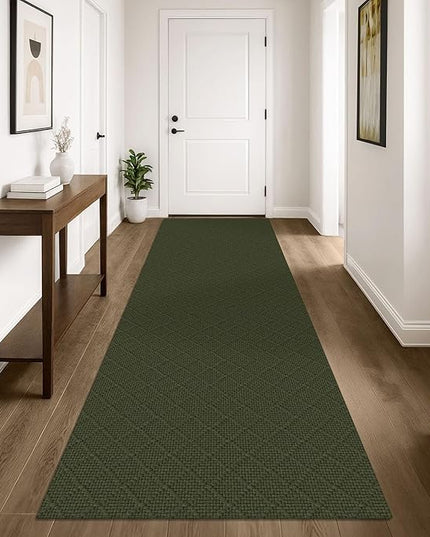 KOZYFLY Runner Rug 3x10 Ft Washable Runners for Hallways Non Slip Rubber Backed Kitchen Runners, Braided Cotton Entryway Runner Indoor, Floor Carpet for Hallway Kitchen Entryway, Dark Green
