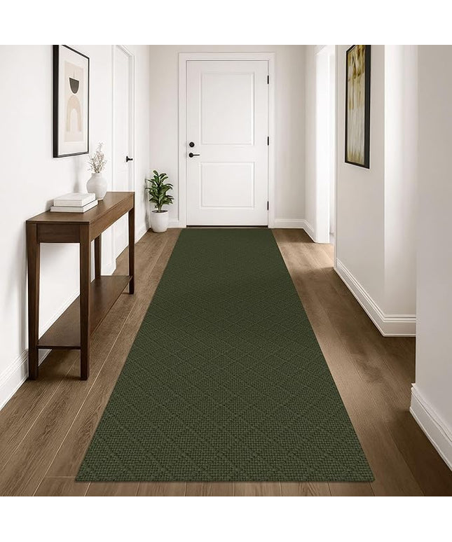 KOZYFLY Runner Rug 3x10 Ft Washable Runners for Hallways Non Slip Rubber Backed Kitchen Runners, Braided Cotton Entryway Runner Indoor, Floor Carpet for Hallway Kitchen Entryway, Dark Green