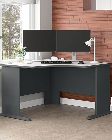 Bush Business Furniture Series A 48W Corner Desk in White Spectrum and Slate, Small Computer Table for Home or Professional Office