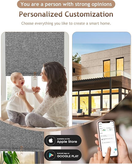 Kincmo Motorized Blinds with Remote,100% Blackout Motorized Roller Shades Work with Apple Homekit,Alexa,Google, Custom Electric Blinds with App,Voice Control (Groove Dark Grey)