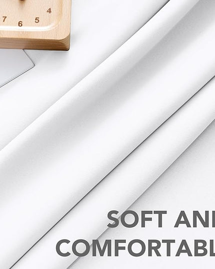 H.VERSAILTEX White Curtains Thermal Insulated Window Treatment Panels Room Darkening Privacy Assured Drapes for Living Room Back Tab/Rod Pocket Bedroom Draperies, 52 x 54 Inch, 2 Panels