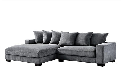 Luxe Oversized Two-Piece Sectional Couches for Living Room, 102.4-Inch L Shaped Sofa with Chaise, Upholstered with Corduroy Fabric, Gray - Left Facing