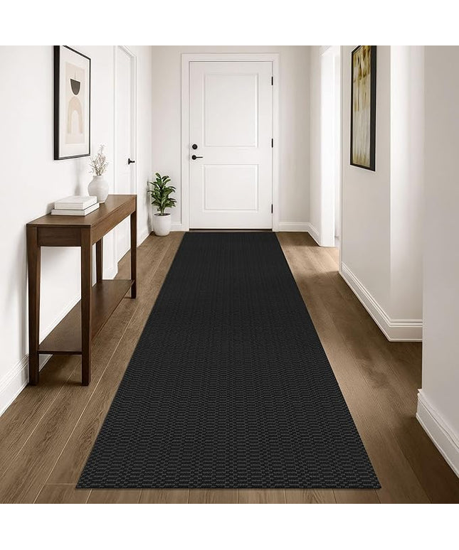 KOZYFLY Washable Runner Rug 3x10 ft Hallway Kitchen Runner Rugs with Rubber Backing Bobo Entryway Runner Indoor, Long Carpet Runners for Hall Kitchen Entryway, Black/Grey