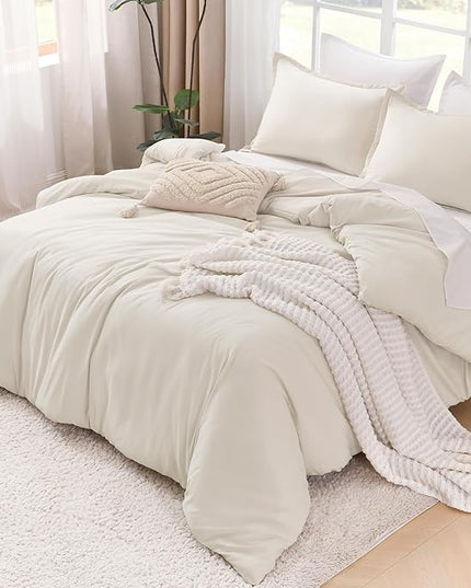 Litanika Comforter King Size Beige, 3 Pieces Lightweight Bedding Comforter Set, Down Alternative Comforter All Season Fluffy Bed Set Gift Choice