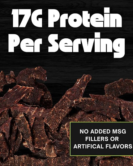 No Mans Land Beef Jerky - Fajita Lime | Slow-Dried, Smoked & Seasoned Jerky Strips | High Protein, Low Carb, Low Calorie Beef Snack | Gluten Free - 8.5oz Bag
