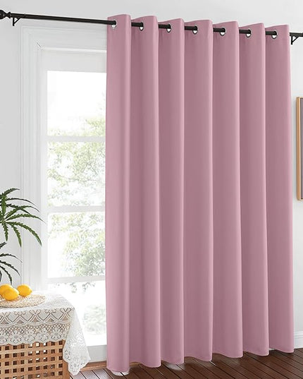 NICETOWN Room Darkening 84 inch Curtain for Patio Door, Grommet Thermal Insulated Room Divider Wide Winodw Treatment Sound Reducing for Bedroom, Black, 1 Panel, 100" W x 84" L, Rouge Pink