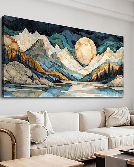 JEAWA Large Canvas Wall Art - Abstract Painting Decor, Textured Mountain Pictures as Gifts for Friends, Modern Art Prints for Bedroom Living Room Bathroom Home Decoration, 29x58 IN