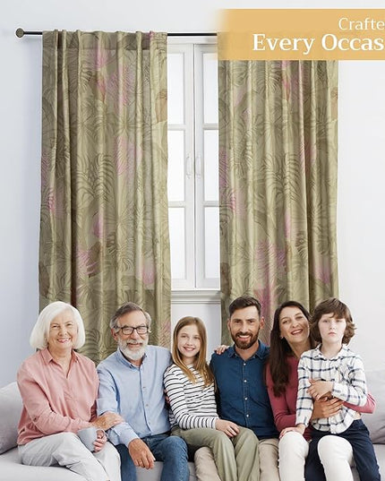 Maison d' Hermine Curtains for Living Room 100% Cotton 108 inch Length One Panel Light Filtering Curtains for Bedroom Windows with Rod and Loop Pockets Drapes (Creole Olive Grey, 50" W x 108" L)