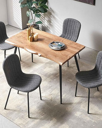 NORDICANA 5-Piece Dining Table Set, Modern Rectangular Dining Table and Chairs Set for Kitchen, Dining Room, Dinette, Breakfast Nook w/ 4 Chairs - Faux Leather Gray