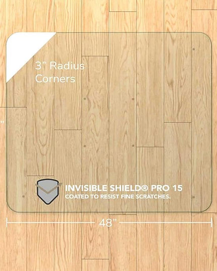 Vitrazza Glass Chair Mat 42” x 48” Superior ¼ Thick, Chiaro Standard Clear, Certified Tempered Safety Glass, Delivers a Smooth Glide, Protects Carpet or Wood, Beautiful in Home or Office.