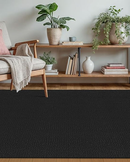 KOZYFLY Rugs for Entryway 3x5 ft Washable Area Rug Non Slip Rubber Backed Entry Rug Woven Indoor Door Mat Cotton Kitchen Rugs Floor Carpet for Entryway, Foyer, Backdoor, Black/Dark Grey
