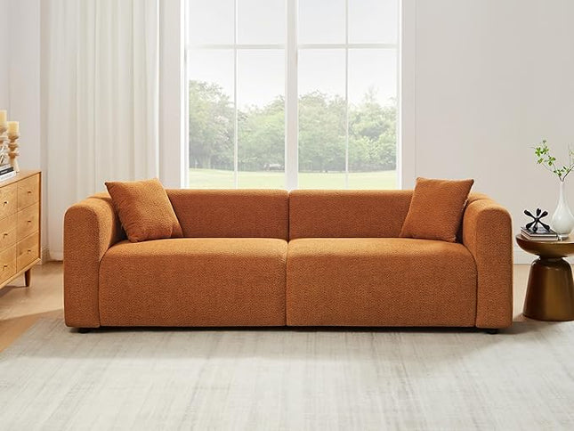 VANOMi Living Room Furniture Sets Include 95" Sofa & 42" Armchairs, Boucle Upholstered Oversized Couch with Pillows, Living Room Furniture Set for Bedroom Apartment (Curry, 1 Sofa+1 Chair)