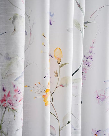 Maison d' Hermine Curtains for Living Room 100% Cotton 96 inch Length Two Panels Light Filtering Curtains for Bedroom Windows with Rod and Loop Pockets Drapes (Summer Floral Pink, 50" W x 96" L)
