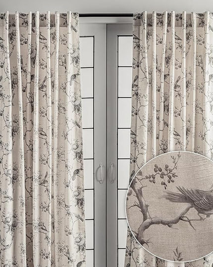 Maison d' Hermine Curtains for Living Room 100% Cotton 108 inch Length Two Panels Light Filtering Curtains for Bedroom Windows with Rod and Loop Pockets Drapes (Turin, 50" W x 108" L)